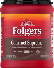 Folgers Gourmet Supreme Ground Coffee, 9.6 Ounce Canisters