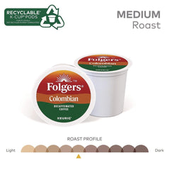 Folgers 100 percent Colombian Decaf K-Cups for Keurig brewers, 24 Count