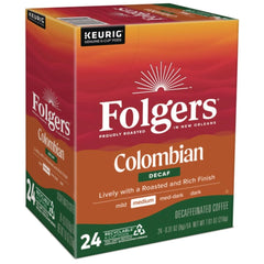 Folgers 100 percent Colombian Decaf K-Cups for Keurig brewers, 24 Count