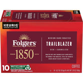 1850 by Folgers Trailblazer Medium Dark Roast Coffee, 10 Keurig K-Cup Pods
