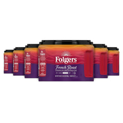 Folgers French Roast Medium Dark Roast Ground Coffee, 22.6 Ounces (Pack of 6)