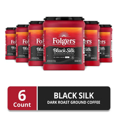 Folgers Black Silk Dark Roast Coffee, 9.6 Ounces (Pack of 6)