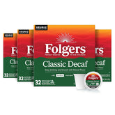 Folgers Classic Decaf Coffee, Keurig K-Cup Pods, 128 Count
