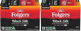 Folgers Black Silk Dark Roast Coffee, 12 Keurig K-Cup Pods (Pack of 2)