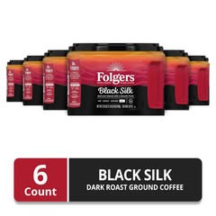 Folgers Black Silk Ground Coffee, Dark Roast, 22.6 Oz. Canister (Pack of 6)