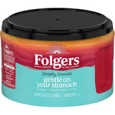 Folgers Simply Smooth Mild Roast Ground Coffee, 23 Ounce (Pack of 6), Gentle on Your Stomach