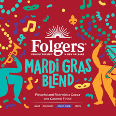 Folgers Mardi Gras Blend Medium-Dark Roast Coffee, Keurig K-Cup pods, 10 Count Box (Pack of 6)