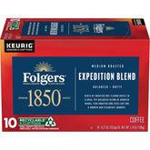 1850 by Folgers Pioneer Blend Medium Roast Coffee, 10 Keurig K-Cup Pods