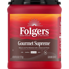 Folgers Gourmet Supreme Ground Coffee, 9.6 Ounce Canisters