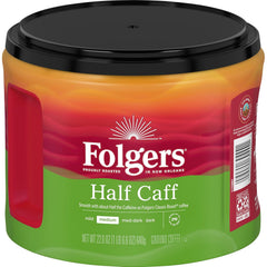 Folgers Half-Caff Medium Roast Ground Coffee, 22.6 Ounce (Pack of 6)