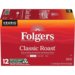 Folgers Classic Roast Medium Roast Coffee, 12 Keurig K-Cup Pods (Pack of 1, 12 Count Total)