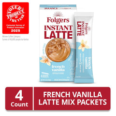 Folgers French Vanilla Flavored Instant Latte, 4.2 Ounce (Pack of 5)