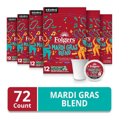 Folgers Mardi Gras Blend Medium-Dark Roast Coffee, 72 Keurig K-Cup Pods