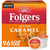 Folgers Caramel Drizzle Flavored Coffee, 96 Keurig K-Cup Pods