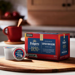 1850 by Folgers Pioneer Blend Medium Roast Coffee, 10 Keurig K-Cup Pods