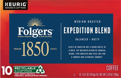 1850 by Folgers Pioneer Blend Medium Roast Coffee, 10 Keurig K-Cup Pods (Pack of 4)