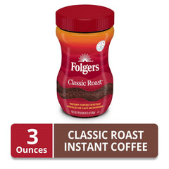 Folgers Classic Roast Instant Coffee, 3 Ounce