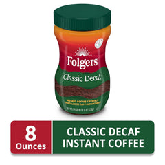 Folgers Classic Decaf Decaffeinated Instant Coffee Crystals, 8 Ounces