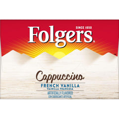 Folgers Cappuccino French Vanilla Instant Coffee Beverage Mix, 32 Single Serve Packets