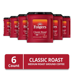 Folgers Classic Roast Medium Roast Ground Coffee, 33.7 Ounces (Pack of 6)