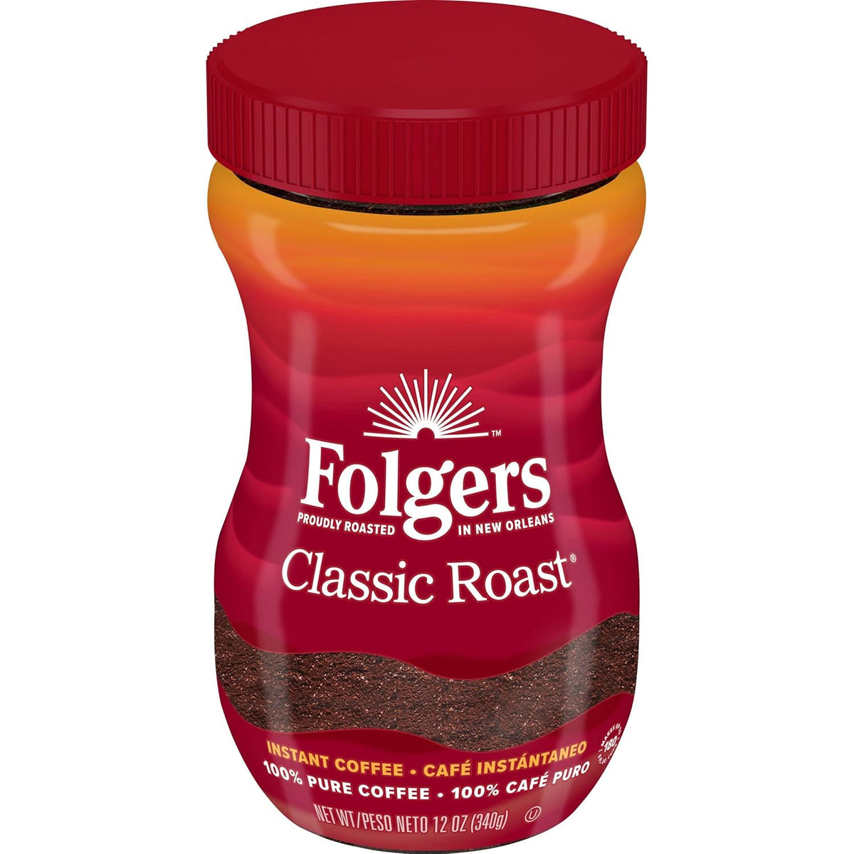 Folgers Classic Roast Instant Coffee Crystals, 12 Ounces (Pack of 1)