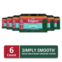 Folgers Simply Smooth Decaf Mild Roast Ground Coffee, 23 Ounces (Pack of 6)