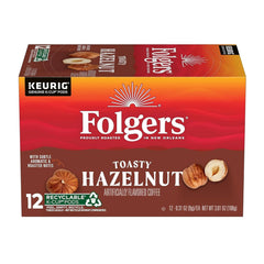Folgers Toasty Hazelnut Flavored Coffee, 12 Keurig K-Cup Pods