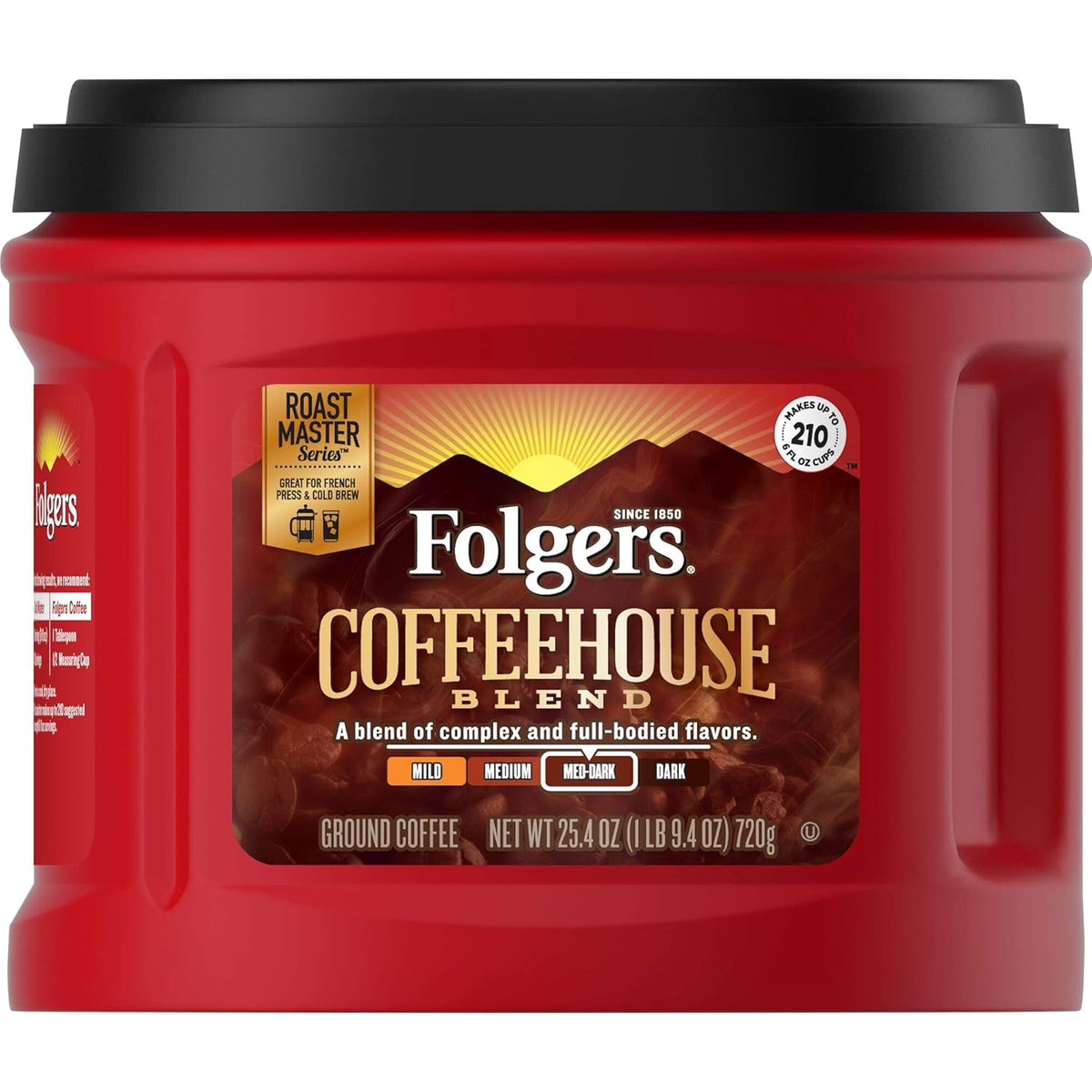 Folgers Coffeehouse Blend Medium Dark Roast Ground Coffee, 25.4 Ounces (Pack of 6)