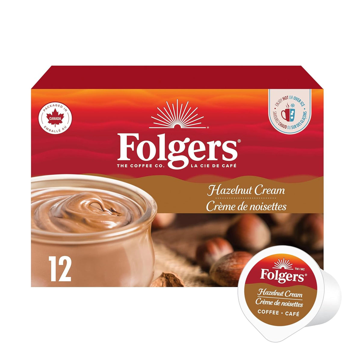Folgers Hazelnut Cream K-Cup Coffee Pods 12 Count