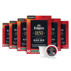 Folgers 1850 Black Gold Dark Roast Coffee, 60 Keurig K-Cup Pods