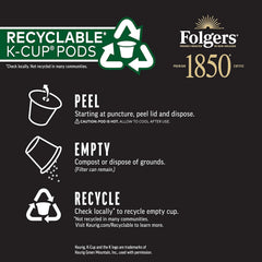 1850 by Folgers Pioneer Blend Medium Roast Coffee, 10 Keurig K-Cup Pods
