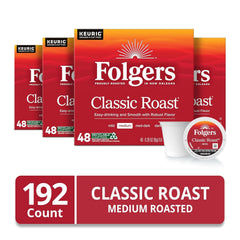 Folgers Classic Roast Medium Roast Coffee, 192 Keurig K-Cup Pods