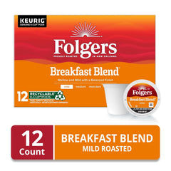 Folgers Breakfast Blend Mild Roast Coffee, 12 Keurig K-Cup Pods