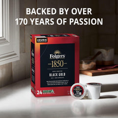 Folgers 1850 Black Gold Dark Roast Coffee, 60 Keurig K-Cup Pods
