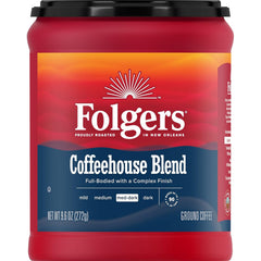 Folgers Coffeehouse Blend Ground Coffee, Medium-Dark Roast, 9.6 Ounces