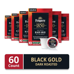 Folgers 1850 Black Gold Dark Roast Coffee, 60 Keurig K-Cup Pods