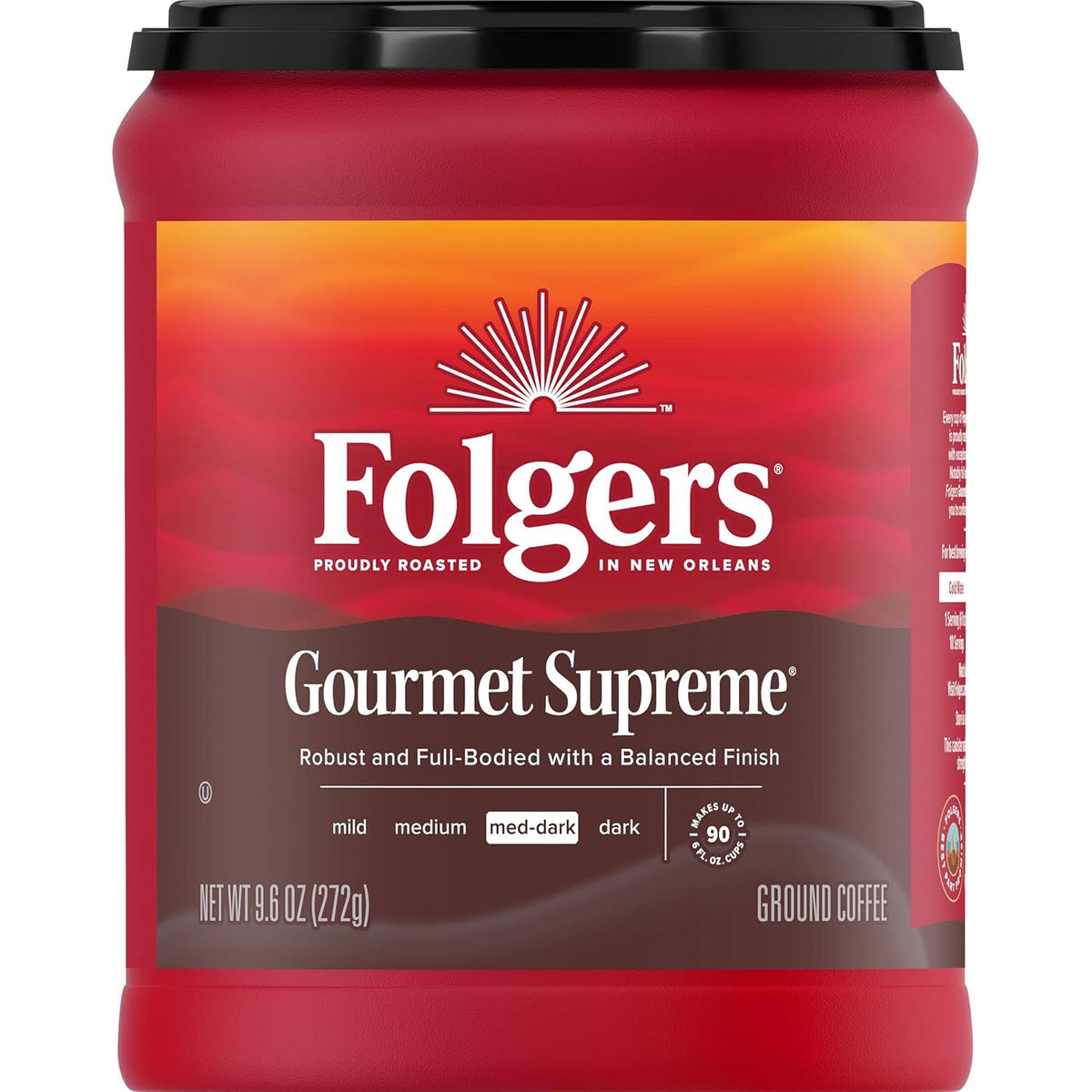 Folgers Gourmet Supreme Ground Coffee, 9.6 Ounce Canisters