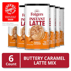 Folgers Buttery Caramel Flavored Instant Latte, 16 Ounce (Pack of 6)