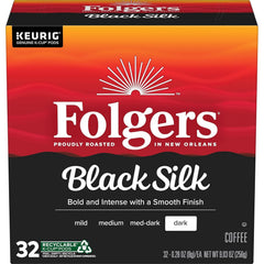 Folgers Black Silk, Dark Roast Coffee, Keurig K-Cup Pods, 32 Count Boxes (Pack of 4)