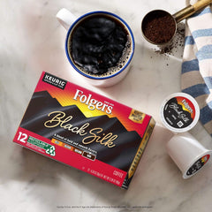 Folgers Black Silk Dark Roast Coffee, 12 Keurig K-Cup Pods (Pack of 2)