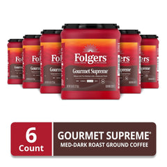 Folgers Gourmet Supreme Medium Dark Roast Ground Coffee, 9.6 Ounces (Pack of 6)