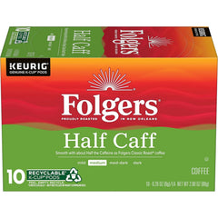 Folgers Half Caff Coffee, Medium Roast, Keurig K-Cup Pods, 10 Count