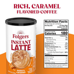 Folgers Buttery Caramel Flavored Instant Latte, 16 Ounce (Pack of 6)