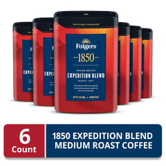 Folgers 1850 Expedition Blend Medium Roast Ground Coffee, 12 Ounce (Pack of 6)