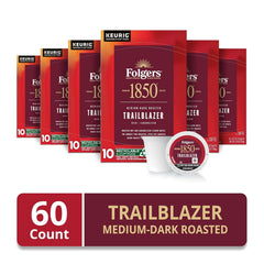 Folgers 1850 Trailblazer Medium-Dark Roast Coffee, 60 Keurig K-Cup Pods