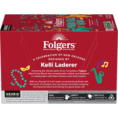 Folgers Mardi Gras Blend Medium-Dark Roast Coffee, Keurig K-Cup pods, 10 Count Box