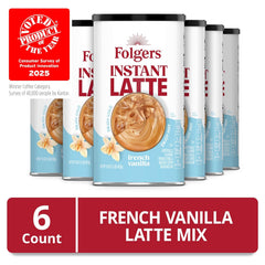Folgers French Vanilla Flavored Instant Latte, 16 Ounce (Pack of 6)