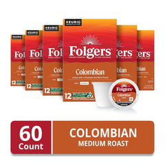 Folgers Colombian Medium Roast Coffee, 72 Keurig K-Cup Pods